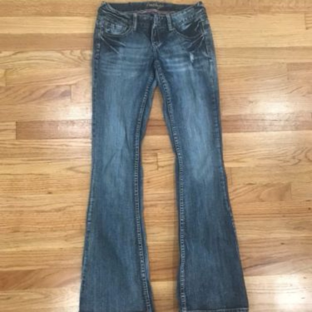Amethyst Women's Flare Jeans Denim Acid Washed